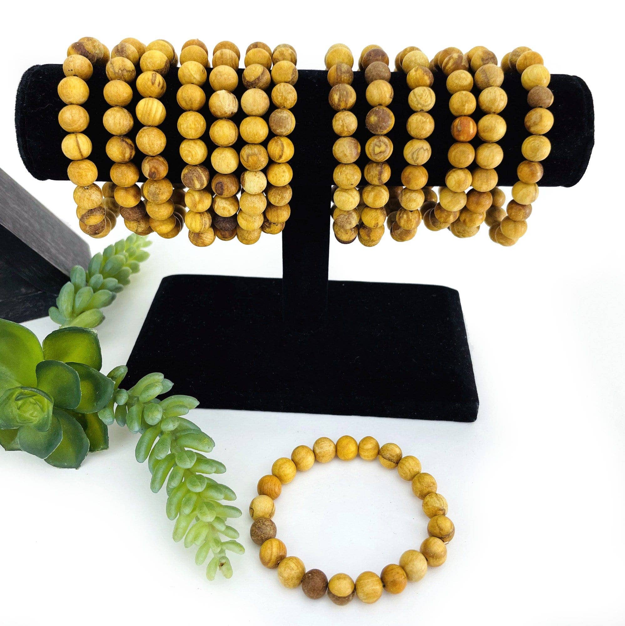 Crystal Palo Santo Round Bead Bracelets  8mm Beads
