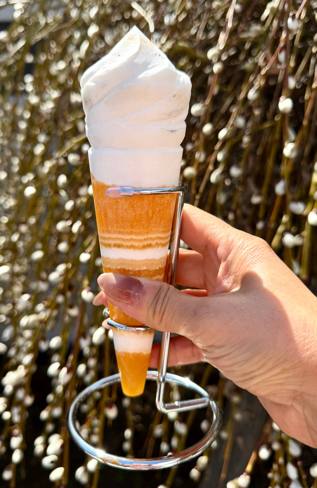 Wholesale 3-4 pcs Orange Calcite Ice Cream Cone w Stand