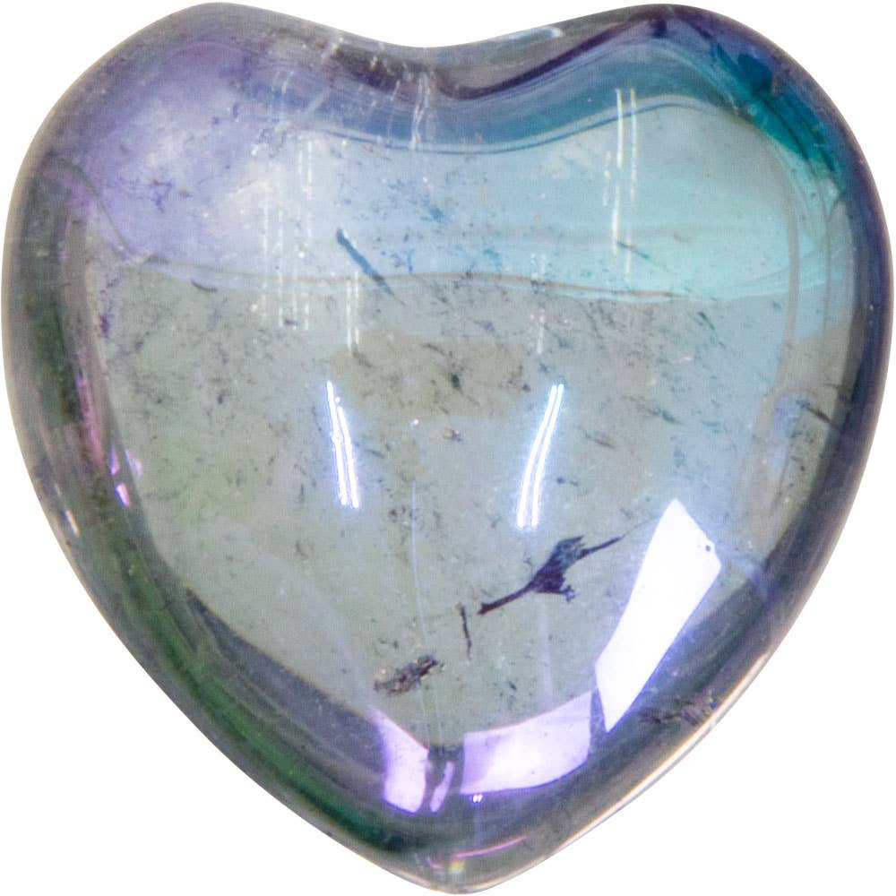 Puffed Aura Quartz Heart - Blue (Each)