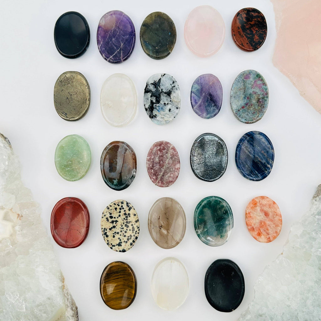 Gemstone Worry Stone - Finger Massage Stone Crystal Palm Stones: Black Obsidian / 1pc