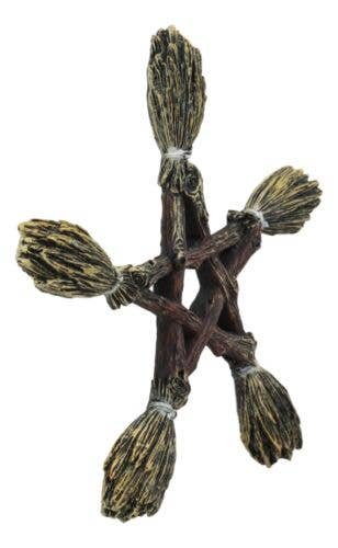 Witches Broomstick Pentagram Wall Plaque
