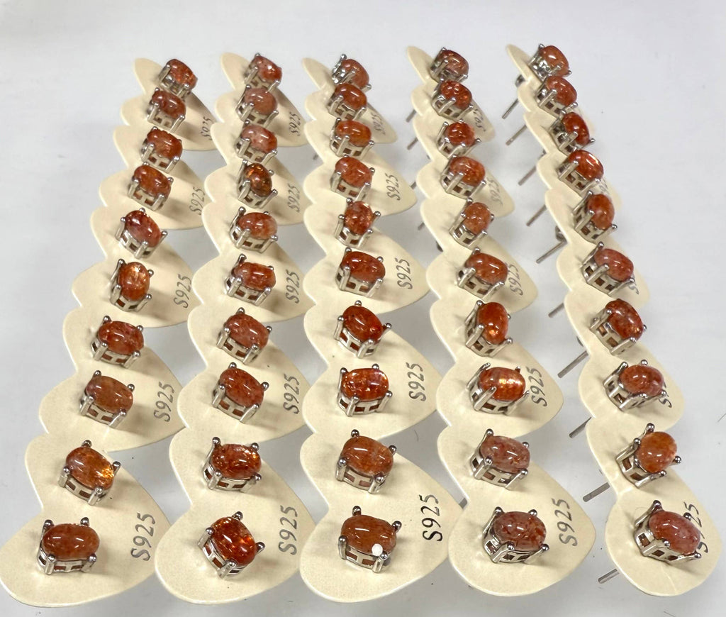 Natural Sunstone Stud Earring 5x7mm