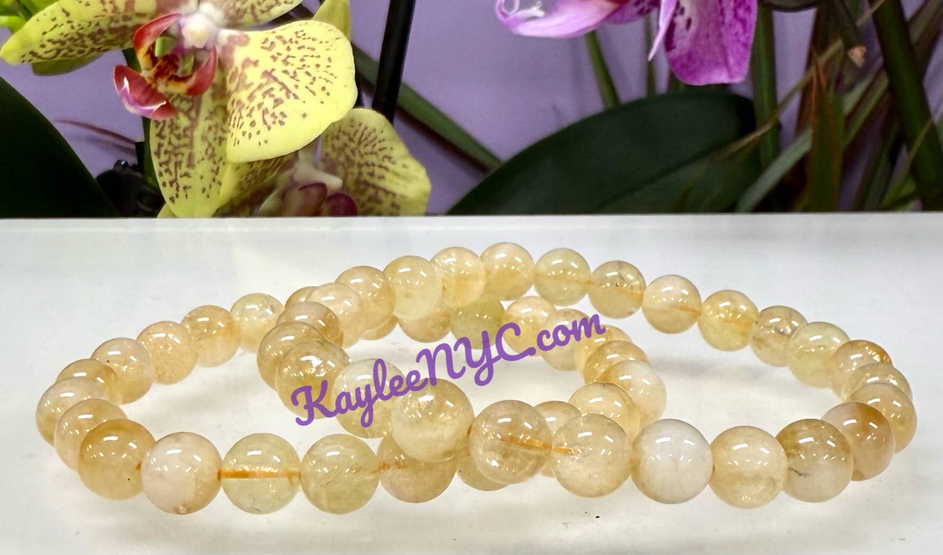8mm Citrine Crystal Healing Stretch Bracelets 7.5" Energy