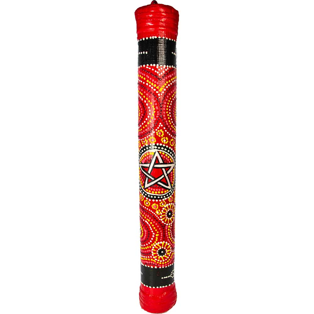 Bamboo Painted Rainstick - Red w/ Pentacle - Small (Each): Pentacle