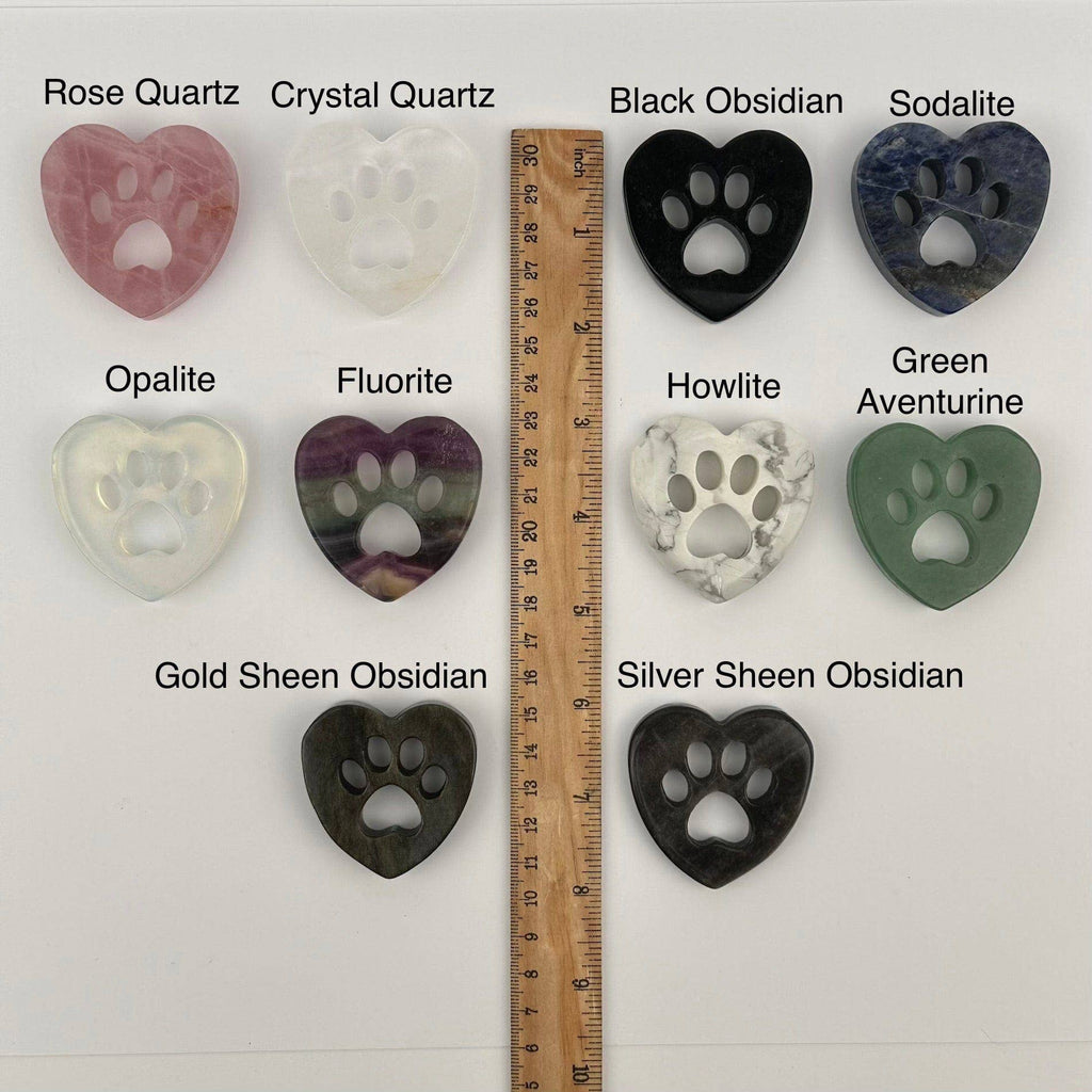 Gemstone Crystal Heart Paw - Carved Heart Paw: Sodalite