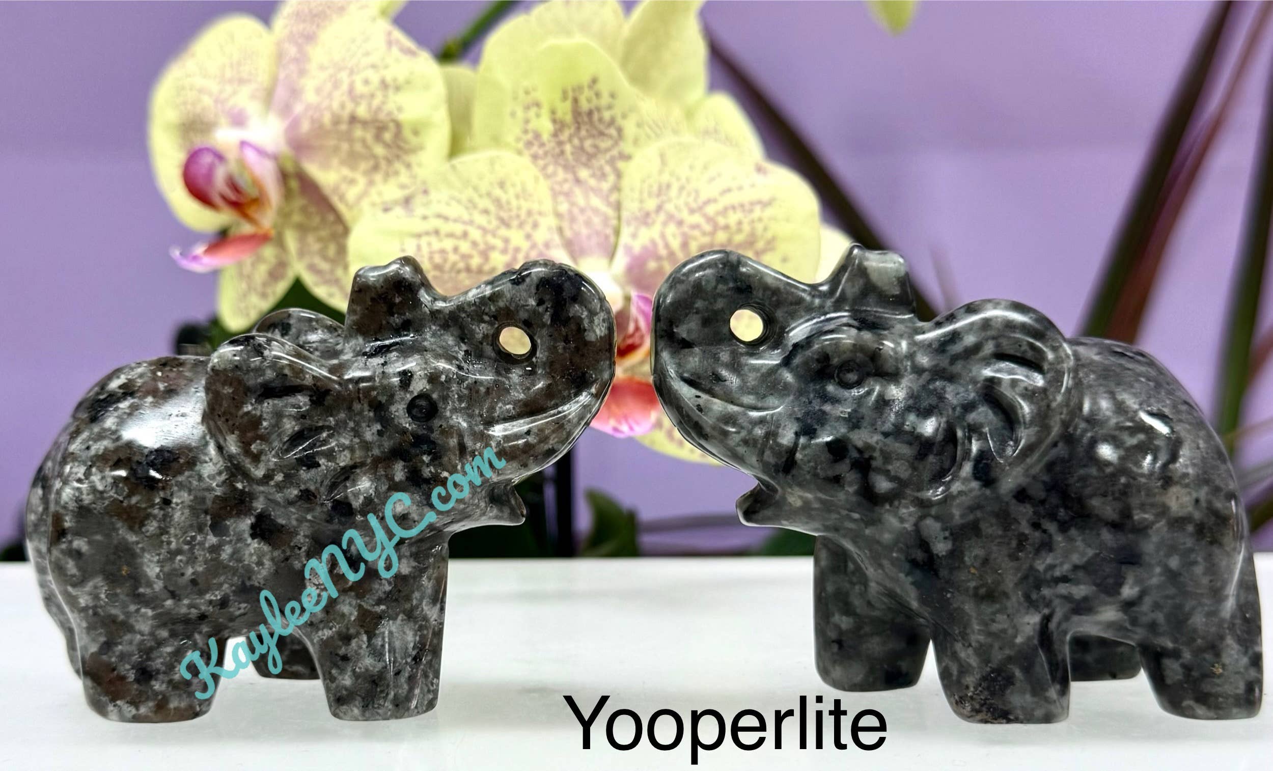 8.5 cm Natural Black Obsidian Yooperlite Elephants Healing