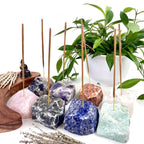 Rough Stone Crystal Incense Burner - Incense Holder: Rose Quartz