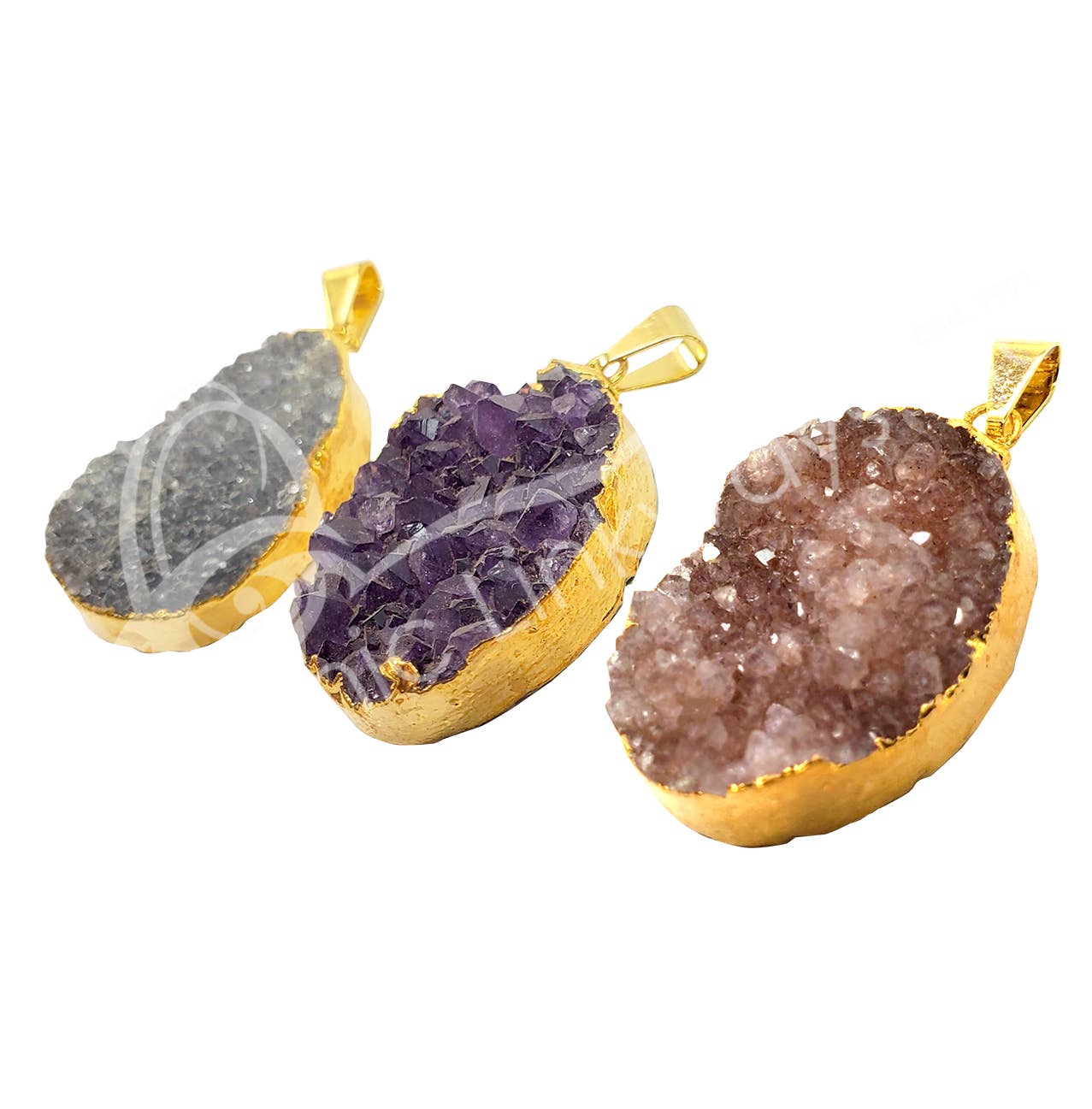 PENDANT- AMETHYST DOUBLE PART DRUSE 1-1.25" (PC)