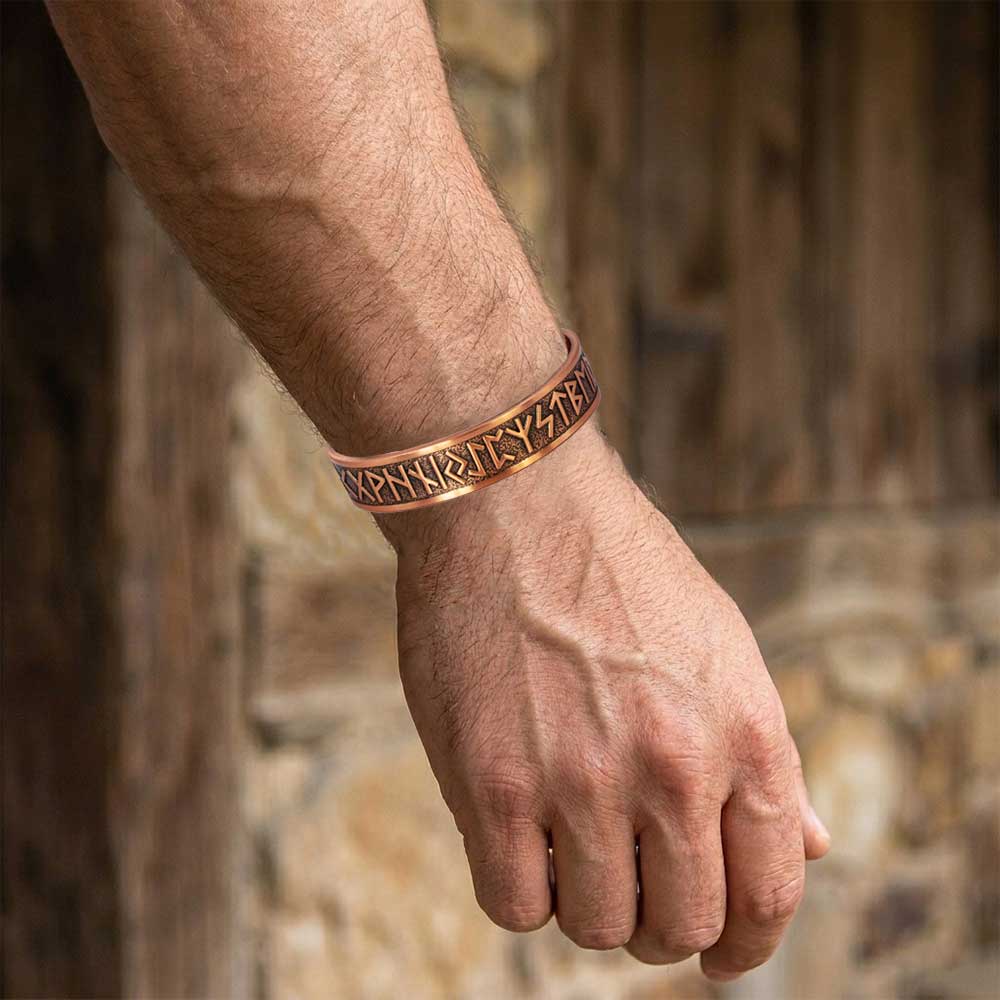 Magnetic Copper Bracelet - Runes - Antique Copper (Each): Copper