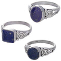 Lapis Lazuli Assorted Shapes Spiral Band Ring: Sterling Silver / 5 / Lapis lazuli