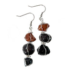 EARRINGS - TRI-STONE CHAKRA, ROOT 1.75-2"
