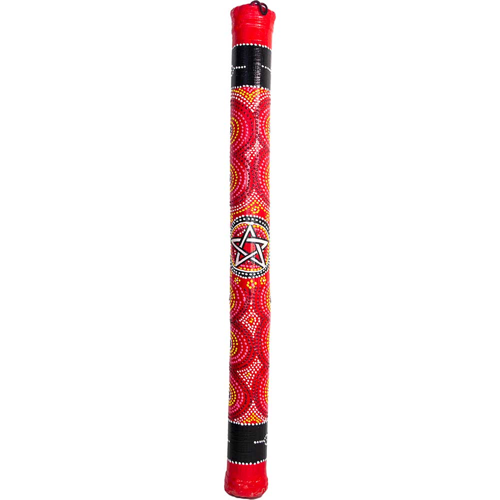Bamboo Painted Rainstick - Red w/ Pentacle - Large (Each): Pentacle