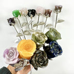 Crystal Rose - Carved Stone -: Yooperlite / Silver
