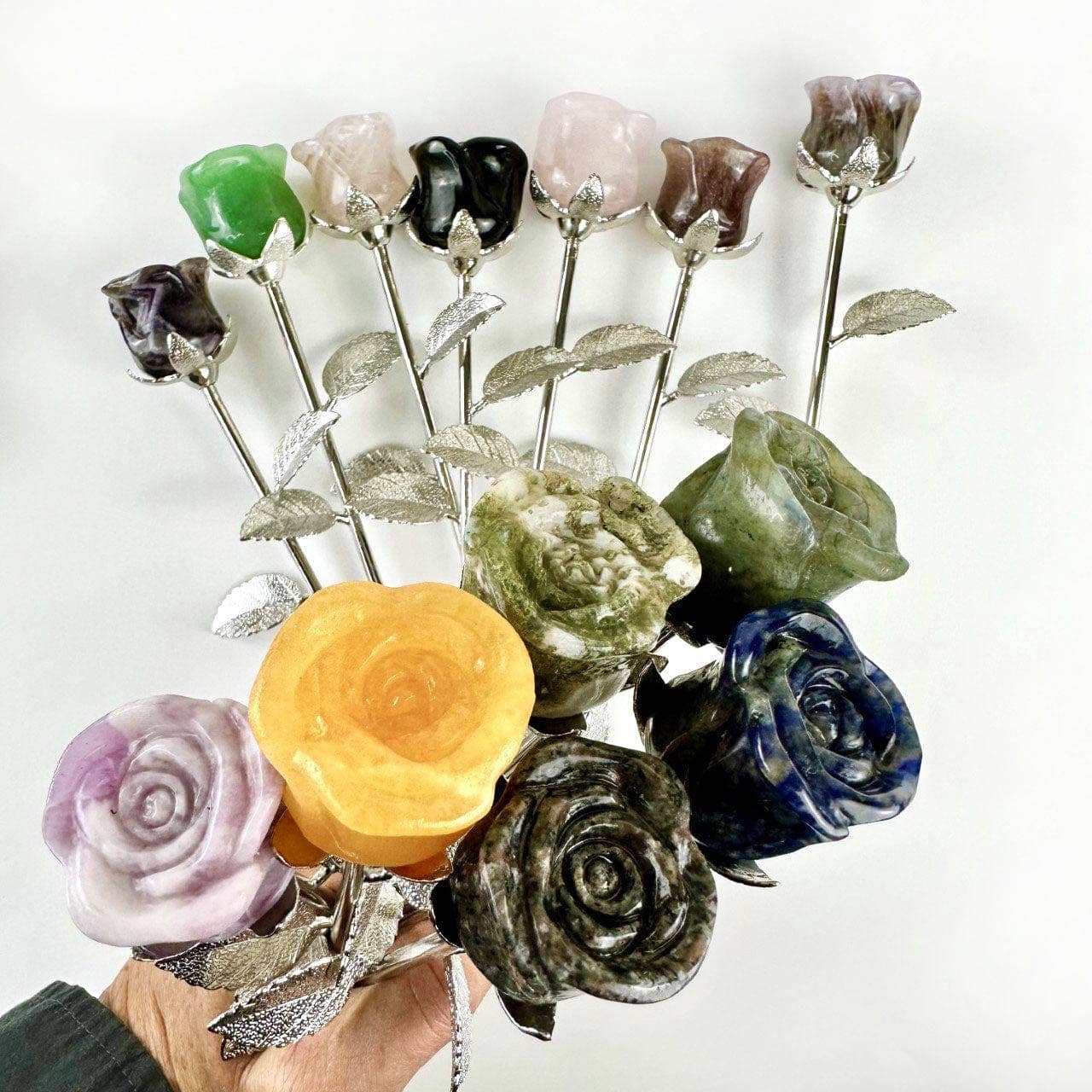 Crystal Rose - Carved Stone -: Yooperlite / Silver