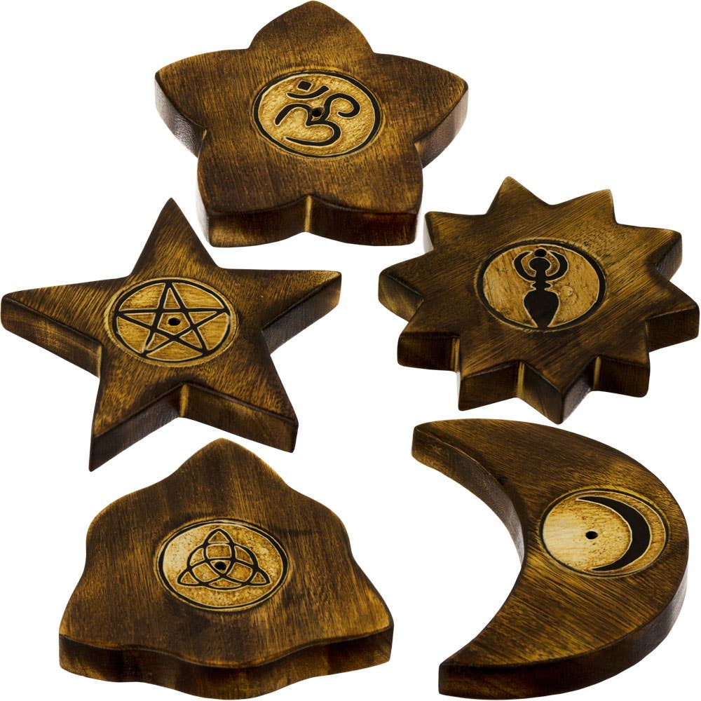 Wood Incense Holders & Cone Burners Assortment Brown