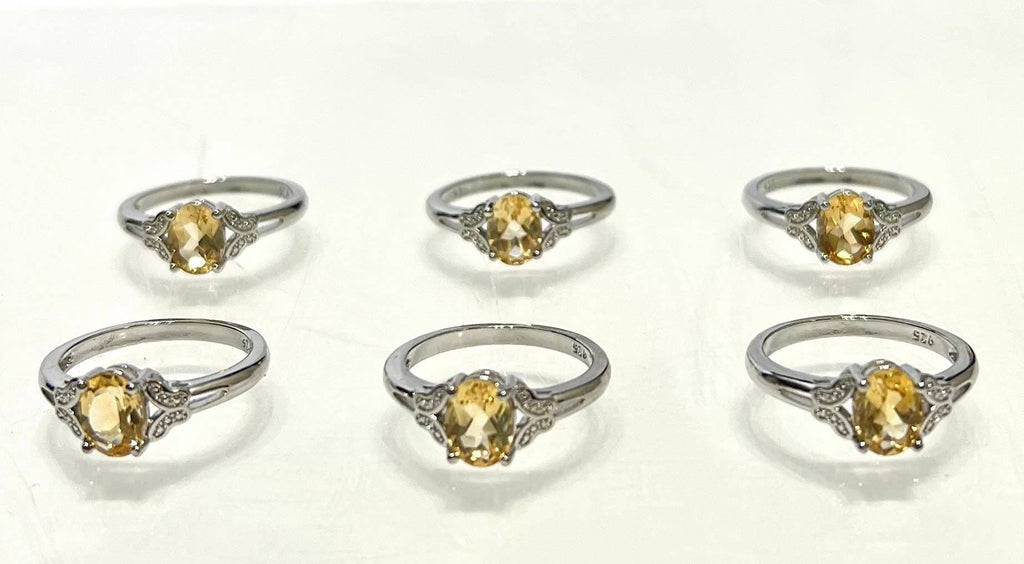 Citrine Ring White Bronze