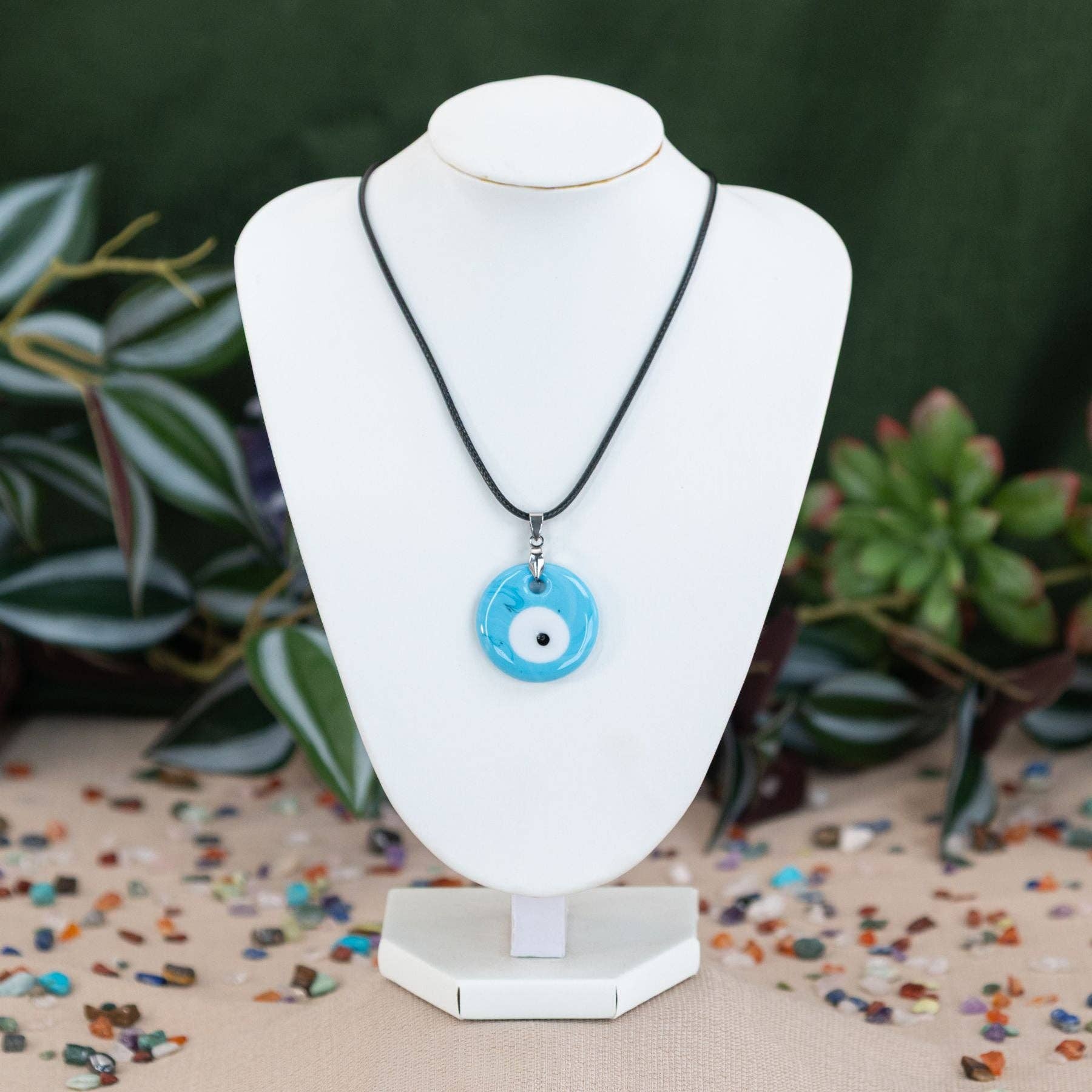 Evil Eye Necklace.: Dark Blue