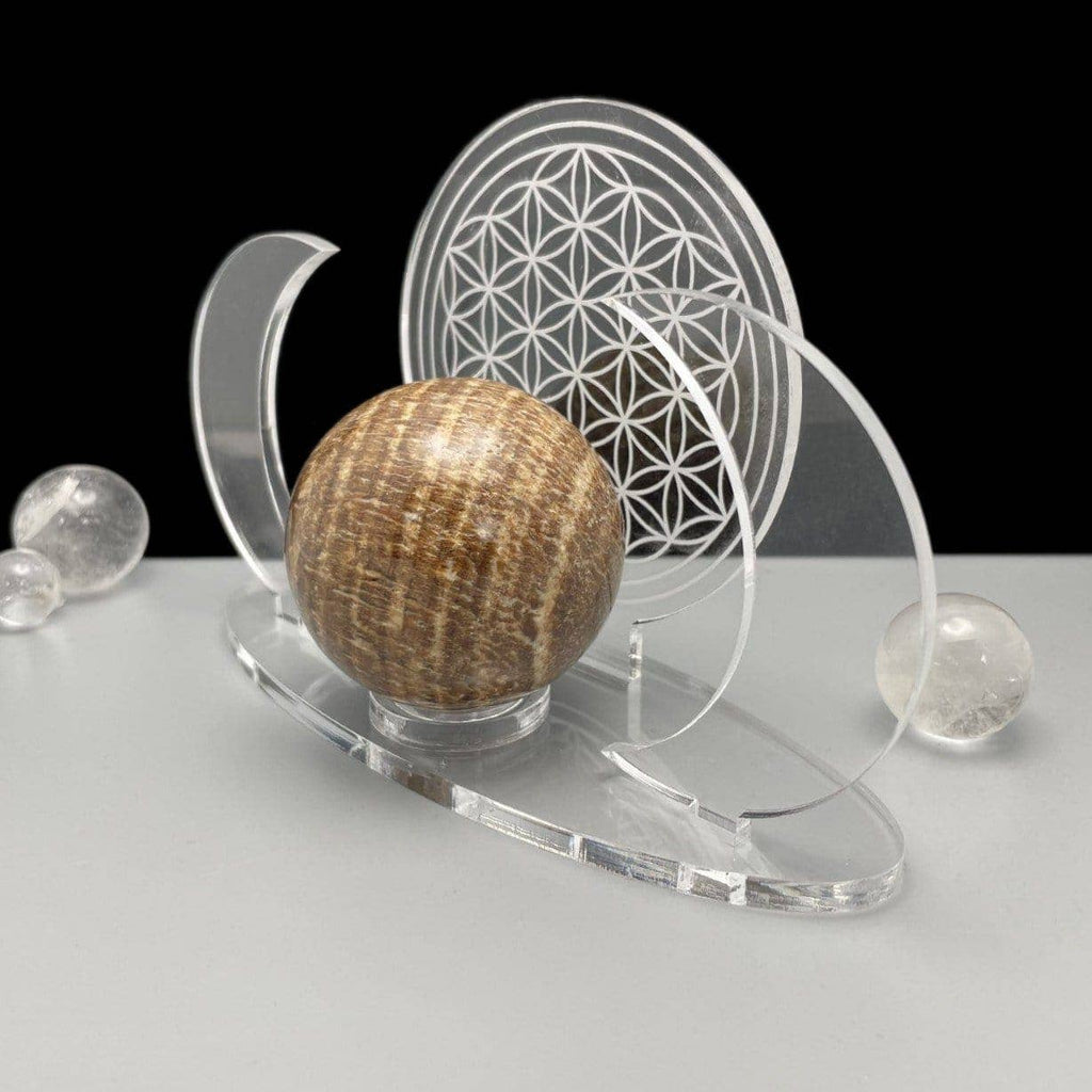 Acrylic Sphere Crystal Holder Moons - Flower of Life