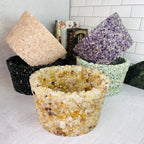 Tumbled Stone Crystal Flower Pot - Size #3: Tourmaline