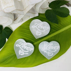 Selenite Engraved "Love"  Crystal Heart