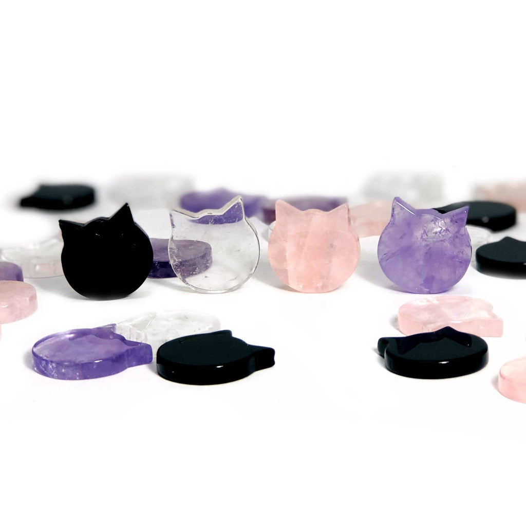 Crystal Spiritual Stone Cat Cabochon Gemstone - Halloween: Rose Quartz