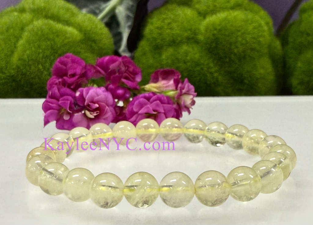8mm Natural Lemon Quartz Crystal Healing Stretch Bracelet