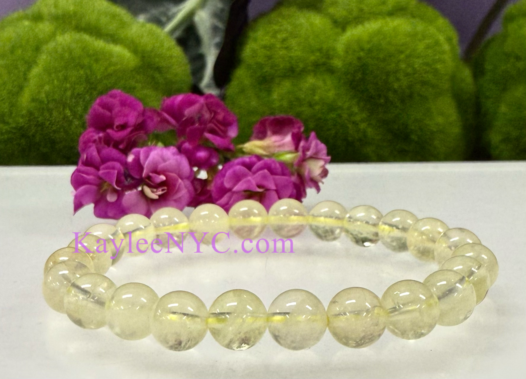 8mm Natural Lemon Quartz Crystal Healing Stretch Bracelet