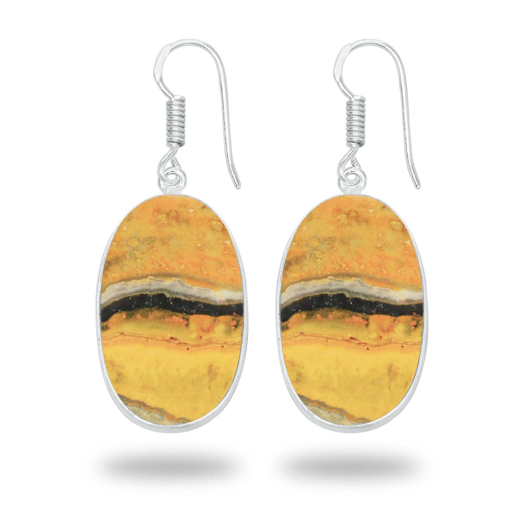 Bumblebee Jasper Earrings – Minimalist Design, Silver-Plated, Handmade