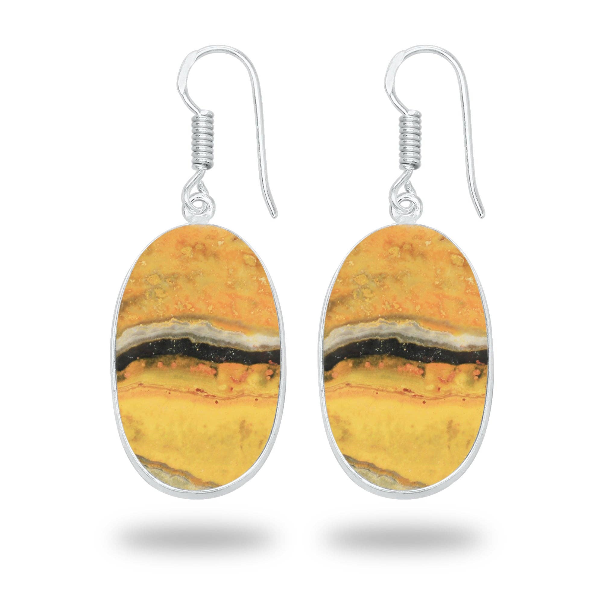 Bumblebee Jasper Earrings – Minimalist Design, Silver-Plated, Handmade