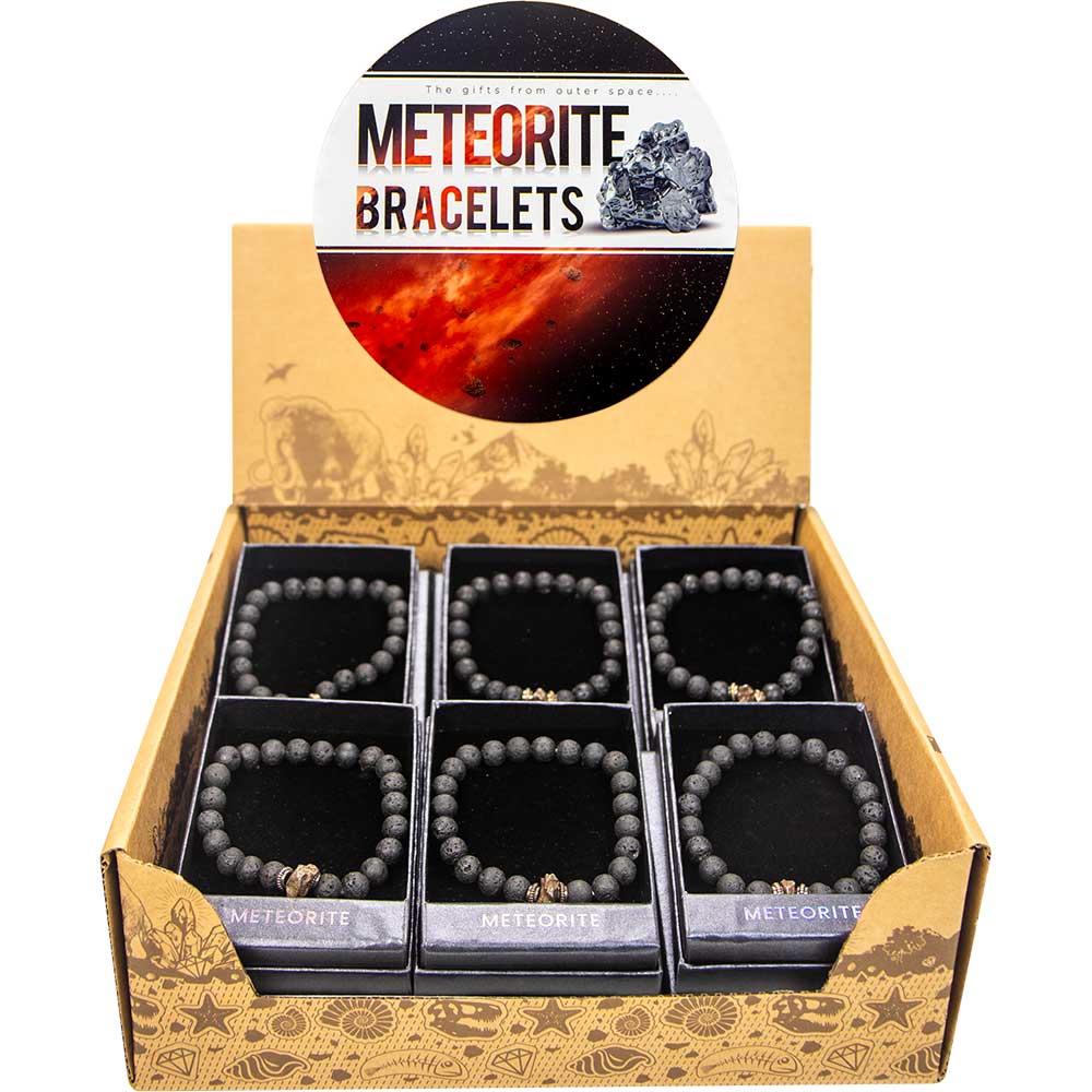 Bracelet Display 8mm Beads Meteorite & Lava Stone (12 pack): Meteorite & Lava Stone
