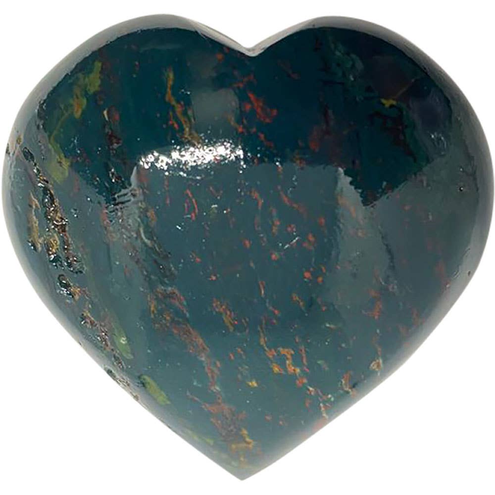Puffed Gemstone Heart - Bloodstone (Each)