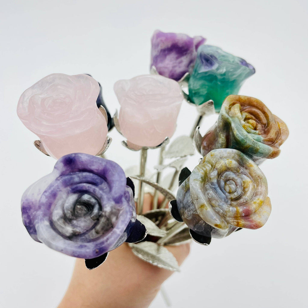Crystal Rose - Carved Stone -: Yooperlite / Gold