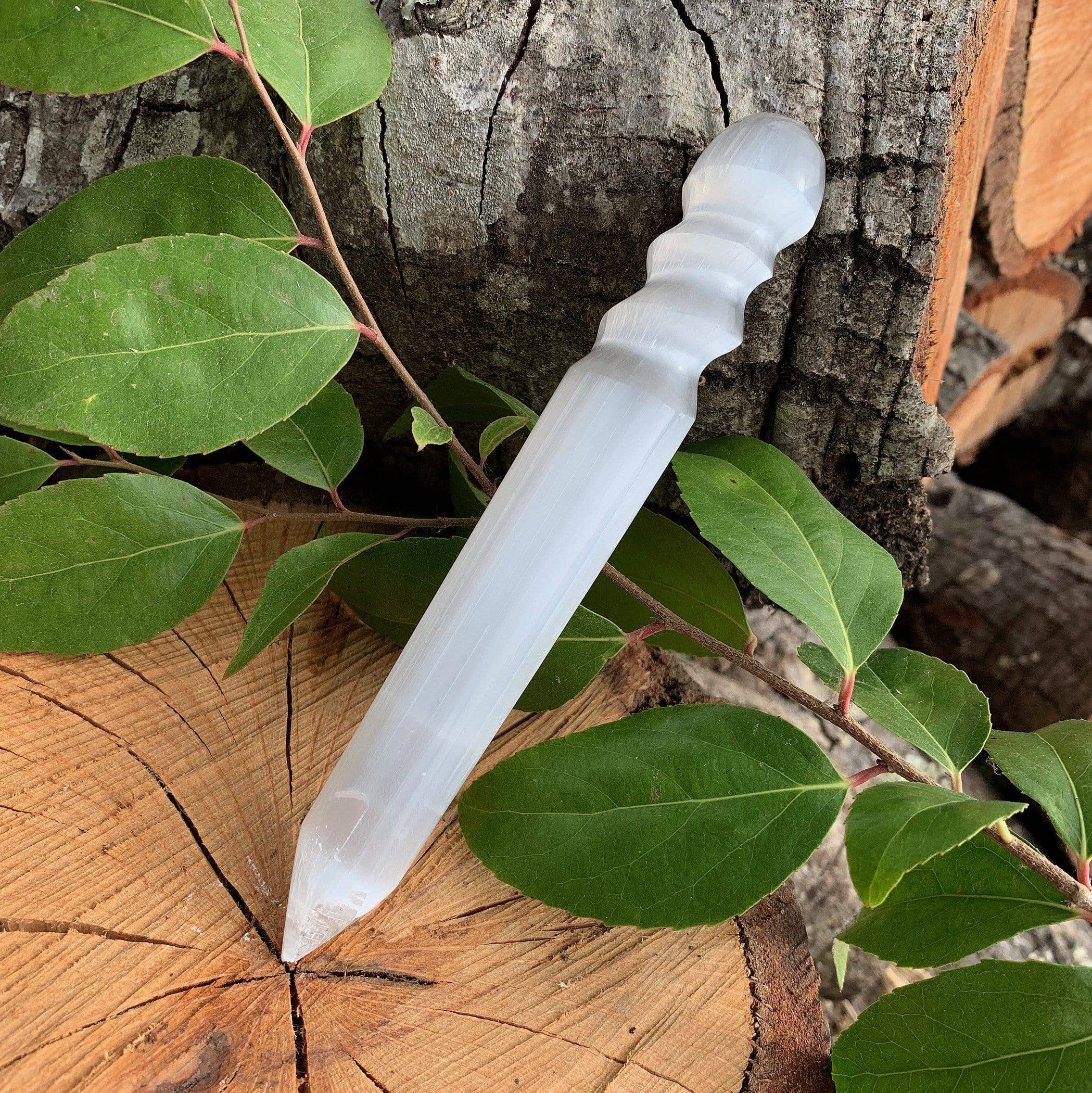 Crystal Selenite Massage Wand -Spiral Twist (RK5-48): 1 piece