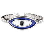 Oval Evil Eye Adjustable Ring