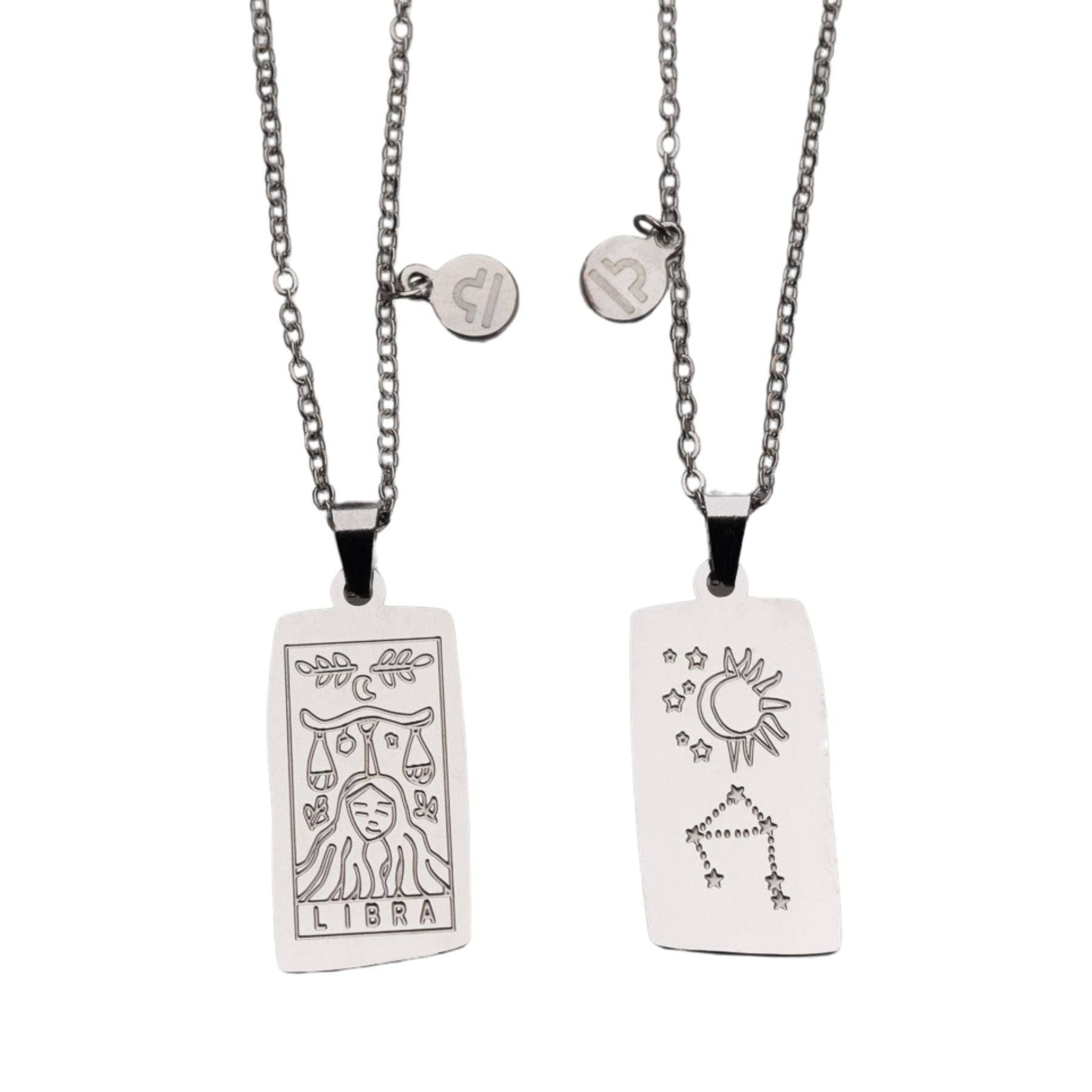 Zodiac Tarot Card & Astrology Necklace: Gold Plated / Libra