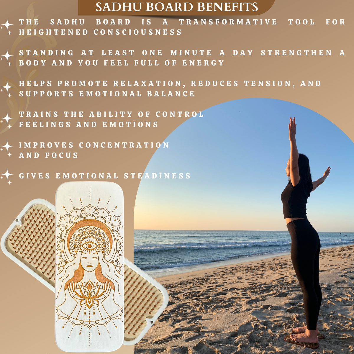 Sadhu Board with Copper Nails, 10mm (0.39 in) – White Gold Color - Most Popular | Tengry