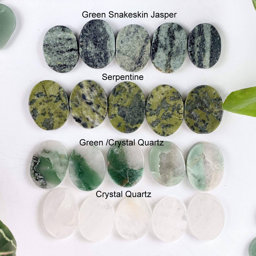 Gemstone Crystal Worry Stone - Finger Massage Stone (RK11): Green Snakeskin Jasper