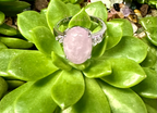 Natural Kunzite Ring White Bronze