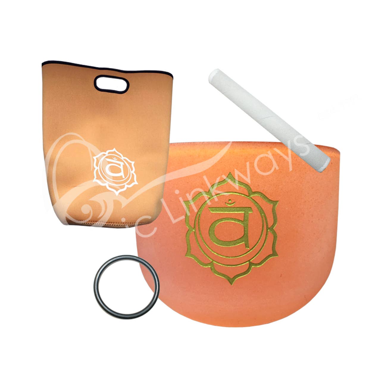 Singing Bowl - 2 Crystal Tuned D Frosted Orange Sacral Chakra