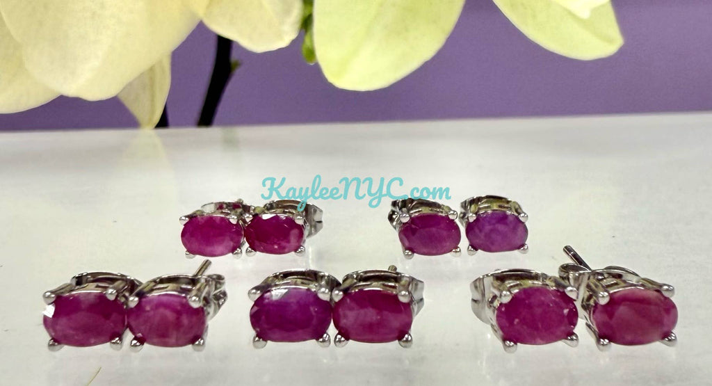 Natural Ruby Stud Earring 4x6mm