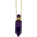 Gemstone Point Pendant Perfume Bottle Necklace - Amethyst