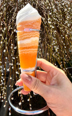 Wholesale 3-4 pcs Orange Calcite Ice Cream Cone w Stand
