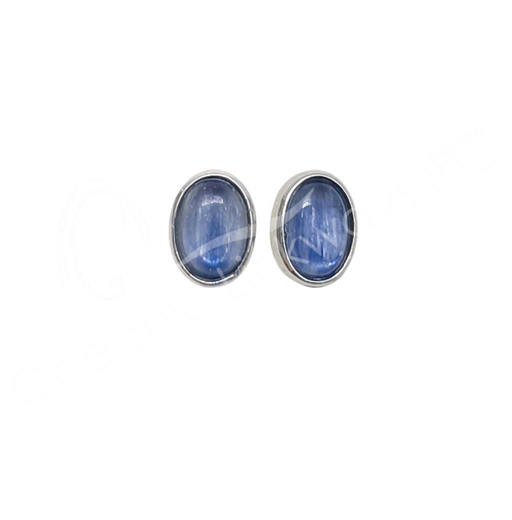 STERLING SILVER - EARRING STUDS KYANITE OVAL 8 MM L
