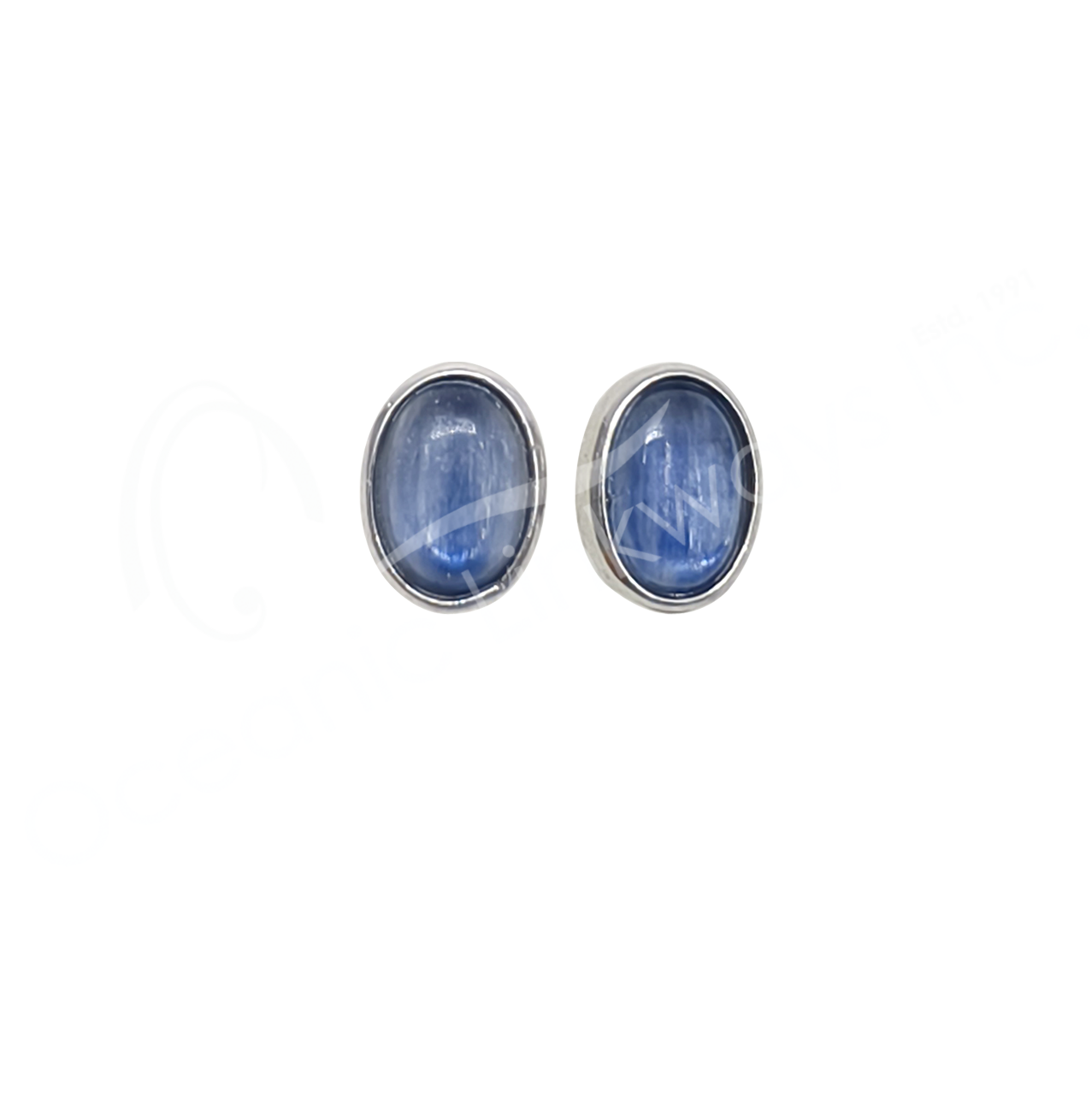 STERLING SILVER - EARRING STUDS KYANITE OVAL 8 MM L