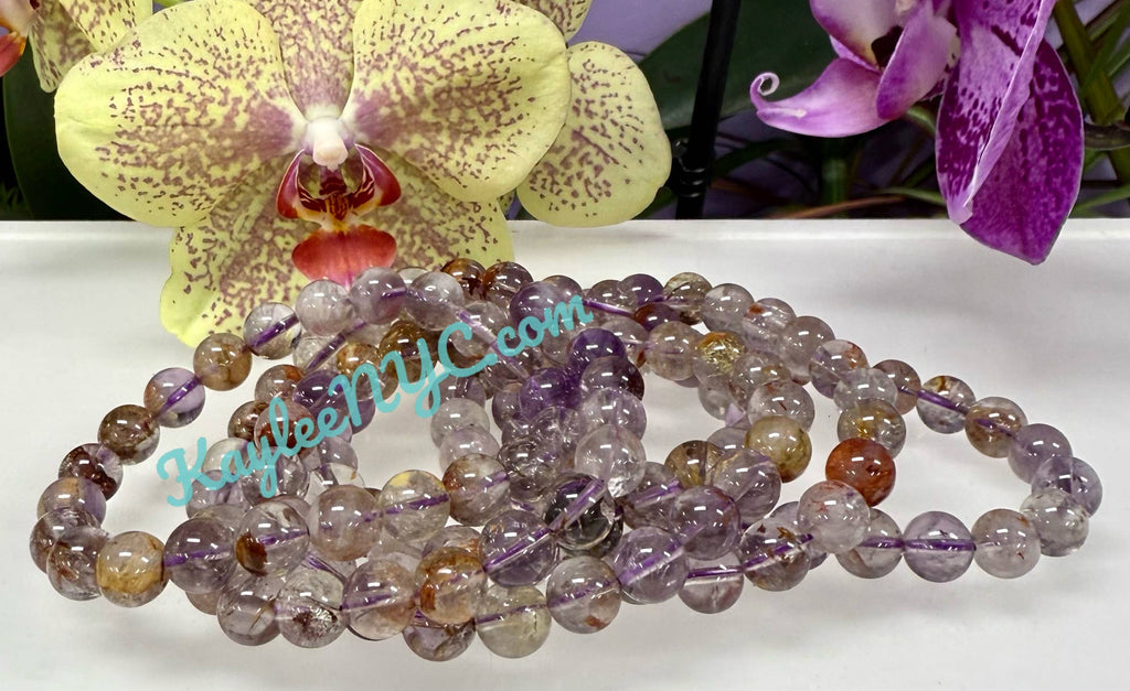 8mm Natural Super 7 Crystal Healing Stretch Bracelet 7.5"