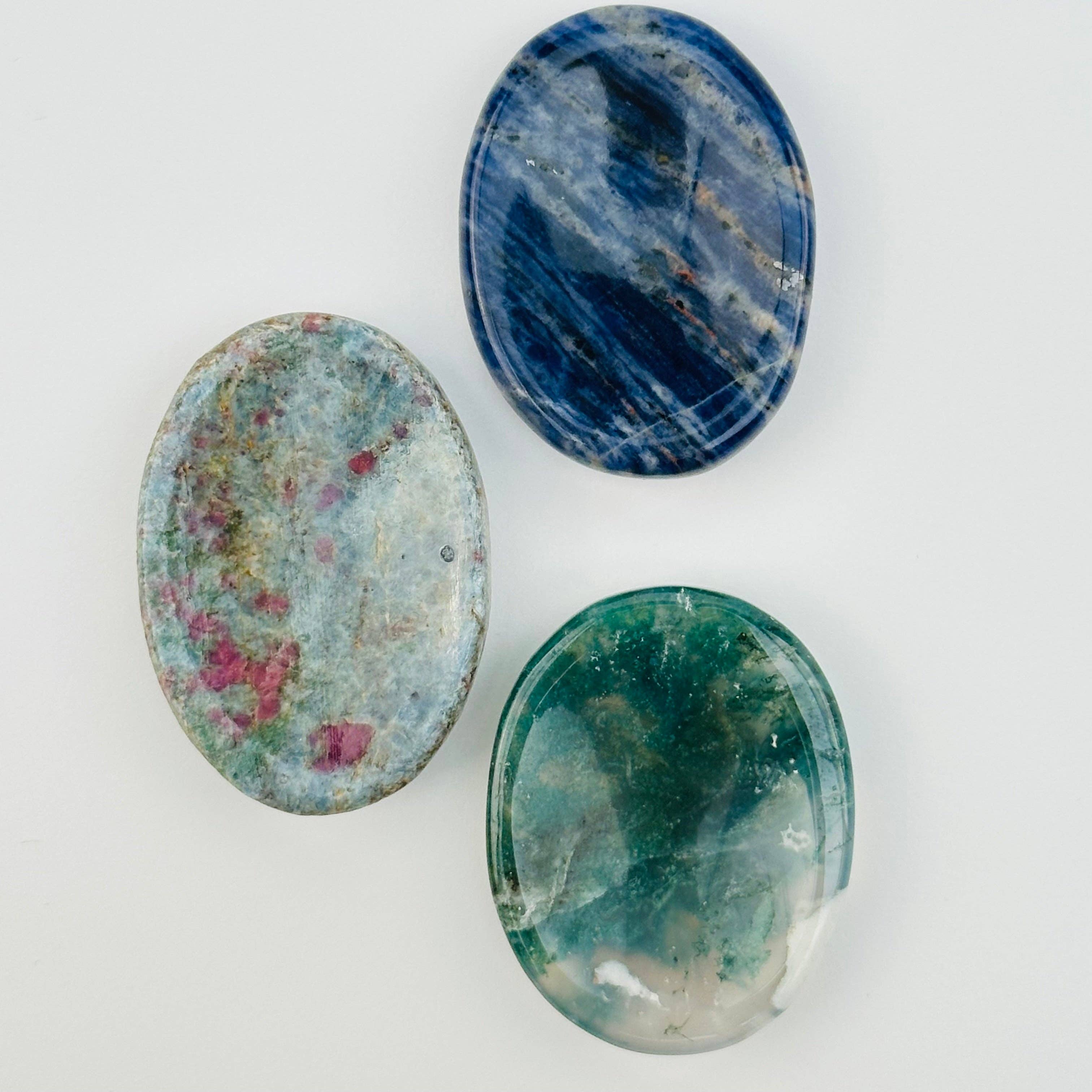 Gemstone Worry Stone - Finger Massage Stone Crystal Palm Stones: Black Obsidian / 1pc
