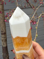 3 pcs Natural Orange Calcite Tower Obelisk Point Crystal 