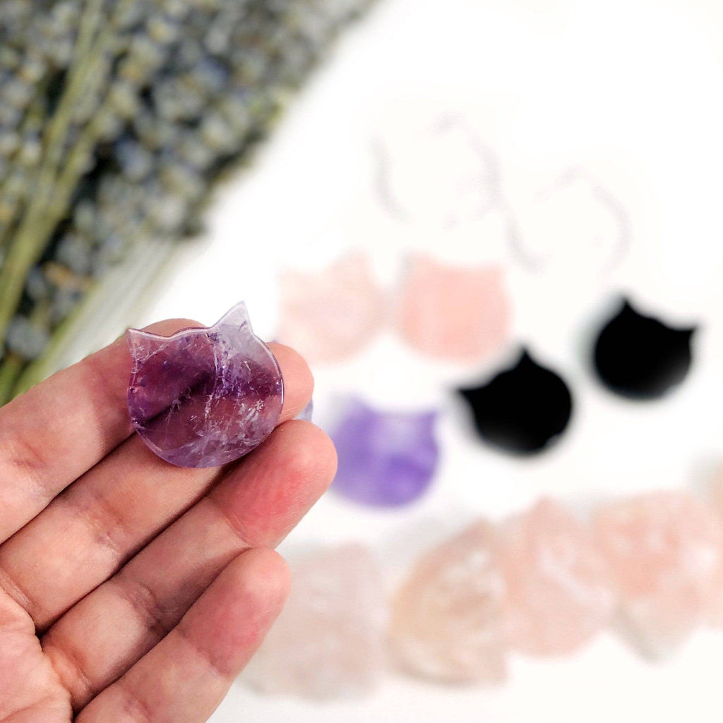Crystal Spiritual Stone Cat Cabochon Gemstone - Halloween: Amethyst