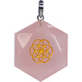 Pendant Faceted Hexagon Seed of Life - Rose Quartz (Each): Rose quartz