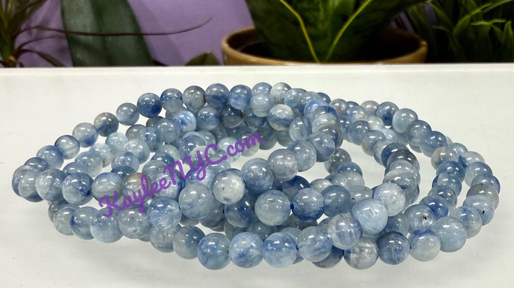Natural Blue Kyanite 6mm Crystal Healing Stretch Bracelet